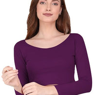 Women Solid Slim Fit Purple Crop Top