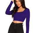 Women Solid Slim Fit Dark Purple Crop Top