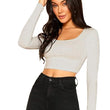 Women Solid Slim Fit Grey Crop Top