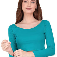 Women Solid Slim Fit Sky Blue Crop Top