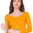 Women Solid Slim Fit Dark Yellow Crop Top