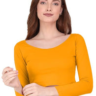 Women Solid Slim Fit Dark Yellow Crop Top