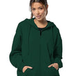 Wome Cotton Zipper Green Jacket