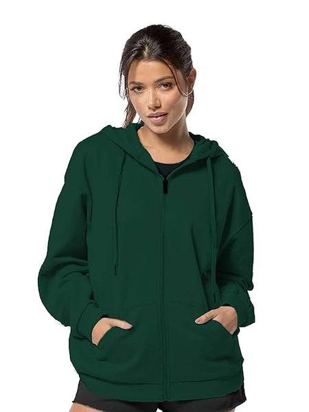 Wome Cotton Zipper Green Jacket