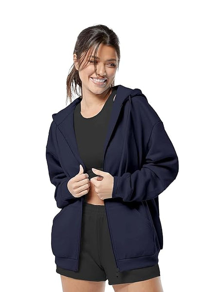 Wome Cotton Zipper Navy Blue Jacket