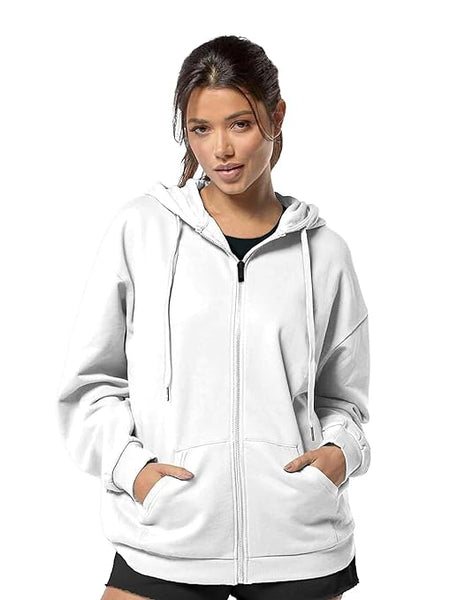 Wome Cotton Zipper White Jacket