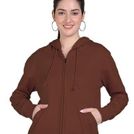 Wome Plain Zipper Brown Jacket