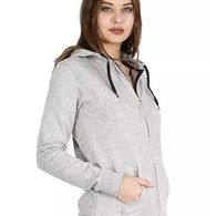 Wome Plain Zipper Grey Milange Jacket