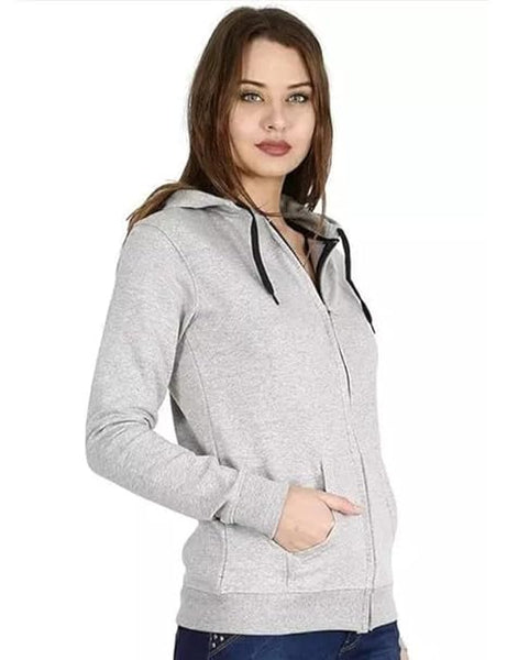 Wome Plain Zipper Grey Milange Jacket