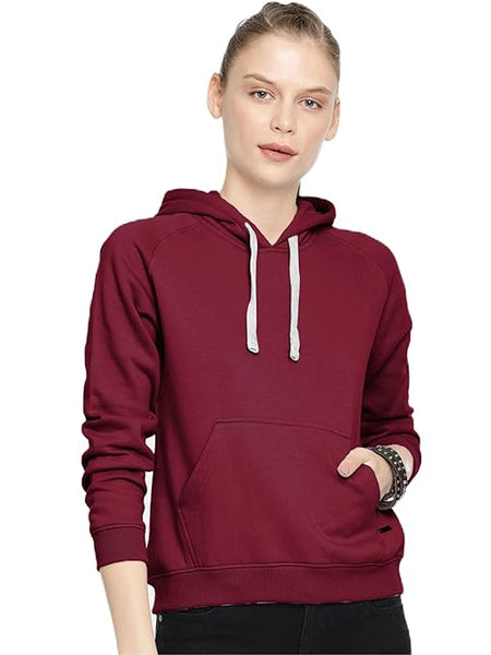 Women Winter Neck Maroon Hooded