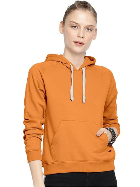 Women Winter Neck Orange Hooded