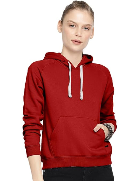 Women Winter Neck Red Hooded