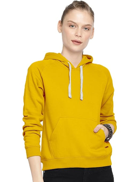 Women Winter Neck Yellow Hooded