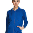 Women Plain Cotton Blue Hooded