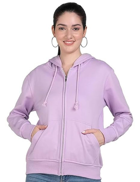 Wome Plain Zipper Purple Jacket