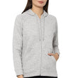 Women Plain Cotton Grey Hooded