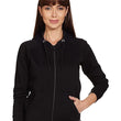 Women Plain Cotton Black Hooded