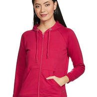 Women Plain Cotton Pink Hooded