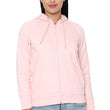 Women Plain Cotton Light Pink Hooded