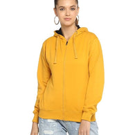 Women Cotton Yellow Hooded