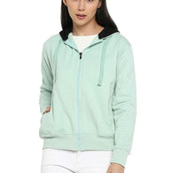 Women Cotton Light Blue Hooded