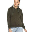 Women Cotton Olive Green Hooded