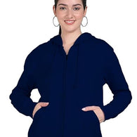 Wome Plain Zipper Navy Blue Jacket