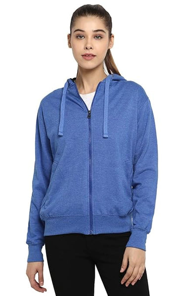 Women Cotton Royal Melange Hooded