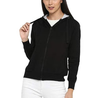 Women Cotton Black Hooded