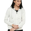 Women Cotton White Melange Hooded