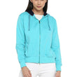 Women Cotton Sky Blue Hooded