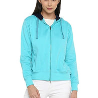 Women Cotton Sky Blue Hooded