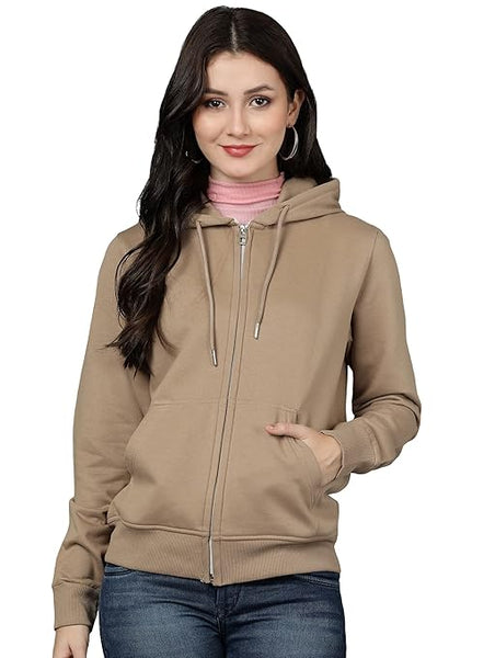 Women Cotton Dark Tan Hooded