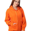 Women Cotton Plain Orange Hooded