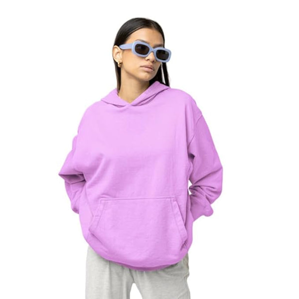 Women Cotton Plain Purple Hooded