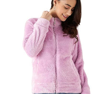 Women Full Sleeve Fur Lavender Jacket