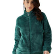 Women Full Sleeve Fur Teal Jacket