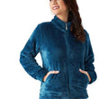 Women Full Sleeve Fur Blue Jacket