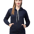 Women Pain Hooded Navy Blue Jacket