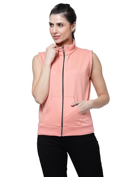 Women Half Sleeves Peach Jacket