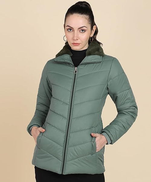 Women Winter Wear Olive Green Jacket