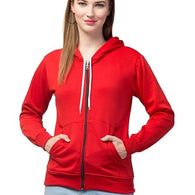 Women Pain Hooded Red Jacket