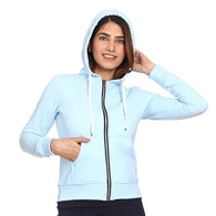 Women Winter Plain Aqua Blue Jacket