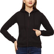 Women Winter Plain Black Jacket