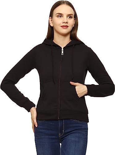 Women Winter Plain Black Jacket