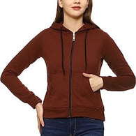 Women Winter Plain Brown Jacket