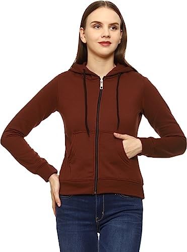 Women Winter Plain Brown Jacket