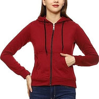 Women Winter Plain Maroon Jacket