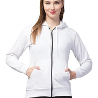 Women Pain Hooded White Jacket