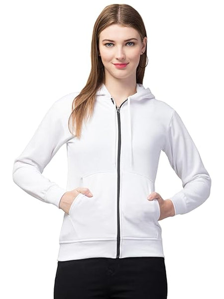 Women Pain Hooded White Jacket